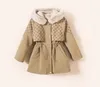 G8040 Autumn Kids Designer Clothes Girl Winter Coats Thick Warm Fur Lapel Hooded Fleece Jacket Girls Coat