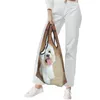 Sacos de compras Maltese Dog Women's Casual Bolsa de Ombro Grande Capacidade Tote Portátil Armazenamento Bolsas Dobráveis