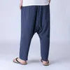 Männer Hosen Beiläufige Lose Kordelzug Retro Lange Chinesischen Stil Leinen Männer Hip Hop Drop Gabelung Haren Hosen M-5XL 6XL 2023