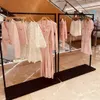 Neues rosa POLO-Kragen selbst * P-ortrait Slim Fit gestricktes kurzes Ärmel-langes Kleid Kleid Yuan