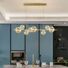 Lustres de lustres modernes lustre à lustre à LED bulle lustre conception de conception de salle à manger lampe ronde pour restaurant en magasin 220 V or
