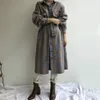 Misturas de lã feminina Casaco longo de inverno feminino elegante jaqueta xadrez oversized lã xadrez casaco de manga comprida jaqueta retro outono casaco de camelo 231113