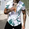 Mens Casual Shirts Coconut Tree Shirts For Men Printed Mens Holiday Hawaiian Shirt Summer 5xl Short Fashion Beach Tee Shirt Male Loose Blouse 230413