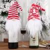 Natal papai noel vinho malha chapéus conjuntos tampas de garrafa de vinho tinto tampas de vinho decorações de garrafa de vinho de natal p139