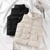 Gilet da donna Solido Tenere al caldo Top per le donne Moda Donna Gilet abbottonato senza maniche Colletto rialzato Gilet Giacca Cappotto Outwear