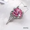 خواتم الزفاف محاكاة على شكل قلب حلقة الزركون الوردي للزواج اقتراح الفخامة