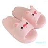 Tofflor Summer Cute Pig Cartoon Slipper Inomhus Flat Shoes For Women Outdoor Beach Mysiga Flip Flops Soft Sole CC52