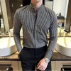 Chemises habillées pour hommes Camisas De Hombre col montant luxe pour hommes vêtements De haute qualité Camisa Masculina coupe ajustée hommes formel