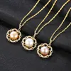 Pearl Pendant Necklace Jewelry Charm Women Micro Set Zircon Flower S925 Silver Necklace Plated 18k Gold Collar Chain for Women Wedding Party Valentine's Day Gift SPC