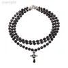 Designer Viviene Westwoods Empress Dowager Trois couches de cristal noir tridimensionnel Terre Planète Collier de clavicule Luxe léger et collier empilé de niche