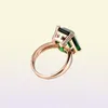 Natural Emerald Ring Zircon Diamond Rings For Women Engagement Wedding Rings with Green Gemstone Ring 14K Rose Gold Fine Jewelry 25142020