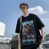 Erkek Tişörtleri Hip-Hop Sıradan İnce Pamuk Lüks Grafik Vintage Tees Anime Baskılı T-Shirts Erkekler Gevşek O-Neck Harajuku Street Giyim Büyük Boy