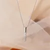 Pendant Necklaces Rhinestone Vertical Bar For Women Simple Square Pendent Necklace Vintage Clavicle Chain Couple Gifts Fashion Jewelry