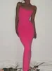 Abiti casual Abito lungo sottoveste in pizzo rosso rosa Abito lungo sexy senza schienale senza spalline Abito estivo elegante senza maniche da sera Club Party Sundress 230413