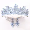 Hair Clips Baroque Jelly Bridal Crown Sets Rhinestone Crystal Wedding Dress Tiaras Crowns Earrings Jewelry Set Opal Bride Prom Accessories