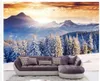 Sfondi Carta da parati personalizzata 3d Decorazione domestica Aghi di pino Neve Montagna Sfondo Murale Pittura Pos