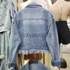 Damenjacken Blaue kurze Jeansjacke für Frauen Herbst lose lässig schicke Perlenperlen Diamant ausgefranste Fransen Quasten Saum Jeans Casaco feminino J231113