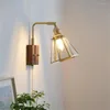 Wandlampen retro roterende lichtglas koper flexibele sconce met schakelaar voor woonkamer bedlamp loft home decor armatuur