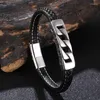 Charm Armbanden Mode Lederen Armband Voor Mannen Sieraden Rvs Magnetische Sluiting Gevlochten Polsband Mannelijke Punk Gift PD1238