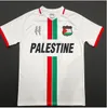 2024 Palestina Futebol Jerseys Black Center Stripe Vermelho Verde Camisa de Futebol Guerra Justiça Março Uniforme de Futebol S-4XL