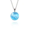 Pendant Necklaces Transparent Resin Round Ball Moon For Women Blue Sky White Cloud Chain Necklace Crystals Jewelry Anniversary Accessories