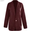 Trenchs de femmes Veste en velours côtelé Blazers de costume pour femmes 2023 Style coréen un bouton automne hiver longues manches décontractées dames col sur mesure CoatL231113