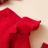 Kledingsets Mooie kerstmeisjeskleding Herfst Winter Babyset Rokken met lange mouwen Hoofdbanden Babypakje