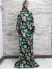 Etniska kläder muslimska kvinnors huva abaya kalkon-afrikanska bönplagg kaftan klänning med hijab blommor tryck dubai saudi mantel i Ramadan 230412