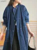 Trench da donna Giacca Blazer Blazer Double Breasted Coat per donne Trench di denim a metà long Lungo Trench RETRO RETTURE 2023 Nuovo Autunno inverno Wearl231113