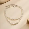 Choker sexy kralen ketting dubbele laag parel imitatie ketting voor vrouwen vintage klassieke bruiloft accessoires cadeau