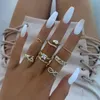 Bröllopsringar PCS överdriven kristall Snake Heart Finger Joint Ring Set Fashion Jewelry
