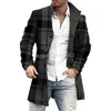 Men's Wool Stylish Mens Overcoat Long Sleeves All Match Autumn Winter Coldproof Thick Woolen Coat