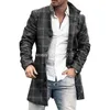 Casaco masculino elegante de lã com mangas compridas, casaco de lã grosso à prova de frio para outono e inverno