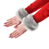 Five Fingers Gloves Women Warm Winter Sleeves Watermelon Grey Arm Hand Warmer Knitted Long Fingerless Silicone Non-slip Thicken