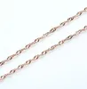 Chains Genuine 14K Rose Gold Water-wave Chain 45 Cm Necklace Women Men Bohemia Geometric Necklaces Bijoux Femme Collares Mujer
