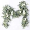 Decorative Flowers 2m Artificial Eucalyptus Leaves Flower Vine Garland Faux Silk Rattan For Wedding Desktop Backdrop Arch Home Table Garden