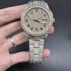Nieuwste horloges 2024 Diamond heren ijs uit Swarovski Watch Set ring Bezel