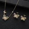 Collana Orecchini Set Trendy Dainty Farfalla Orecchini Set di anelli Girocollo impilabile per le donne Dubai Gioielli Regalo Pendientes Mujer Moda S416