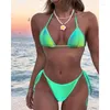 Kvinnors badkläder baddräkt 2023 Sexig bandage bikini halter strappy kvinnor brasiliansk slips färguppsättning badare baddräkt strandkläder