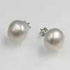 Dangle Küpeler Klasik 11-12 mm Düzensiz Barok İnci 925 Gümüş Hook Ear Stud Yıl Noel Tatil Hediyeleri Paskalya