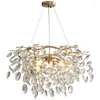 Hängslampor American Luxury Living Room Restaurant Crystal Chandelier Modern Bedroom Tree Branch Water Drop Decorative Light