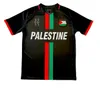 2023 2024 Palestine Soccer Jerseys Black Center Stripe (Rouge / Vert Anglais) Chemise de football War Justice March Uniforme de football