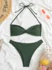 Kobiety bikini -thong w damskim strojach kąpielowych 2023 Lampart Swimsuit seksowna kantar Koronki Up Bikini Set żeńska plaża Kąpiel Kąpiec