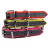 Dog Collars PU Leather Reflective Pet Fluorescent Colors Collar Quick Release Small Dogs Cats Adjustable Necklace 38CM