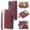 9 Card Slots Zipper Lambskin Pocket Handbag Case PU Leather Magnetic Kickstand with Wrist Strap TPU Shockproof Flip Case For iPhone 14 13 12 11 Pro Max XR XS X 8 Plus