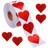 500pcs Roll 1inch Red Color Heart Shape Adhesive Stickers Bag Box Baking Shop Label Envelope Office Christmas Festival Valentine's Day Supplies