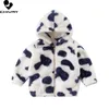 Mantel Kinder Herbst Winter Verdicken Warme Fleece Mantel Baby Jungen Mädchen Cartoon Kuh Muster Mit Kapuze Zipper Jacken Casual Oberbekleidung 231110