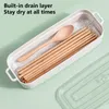 Storage Bottles Plastic Useful Chopsticks Drying Organizer Box Transparent Utensil Holder Large Capacity Kitchen Gadgets