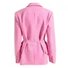 Women's Suits Pink Suit Women's 2023 Spring Pearl Chain Large Pocket Decorative Fit Coat Singers Wear Fashion Personality Outwear