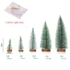 Christmas Decorations Mini Tree Green Cedar LED Lights Pine Needle Decor Desktop Ornament Gifts Year Home Party Supply 231113